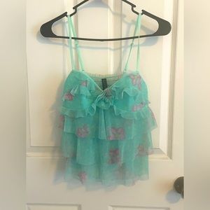 Victoria’s Secret Teal Floral Babydoll Top